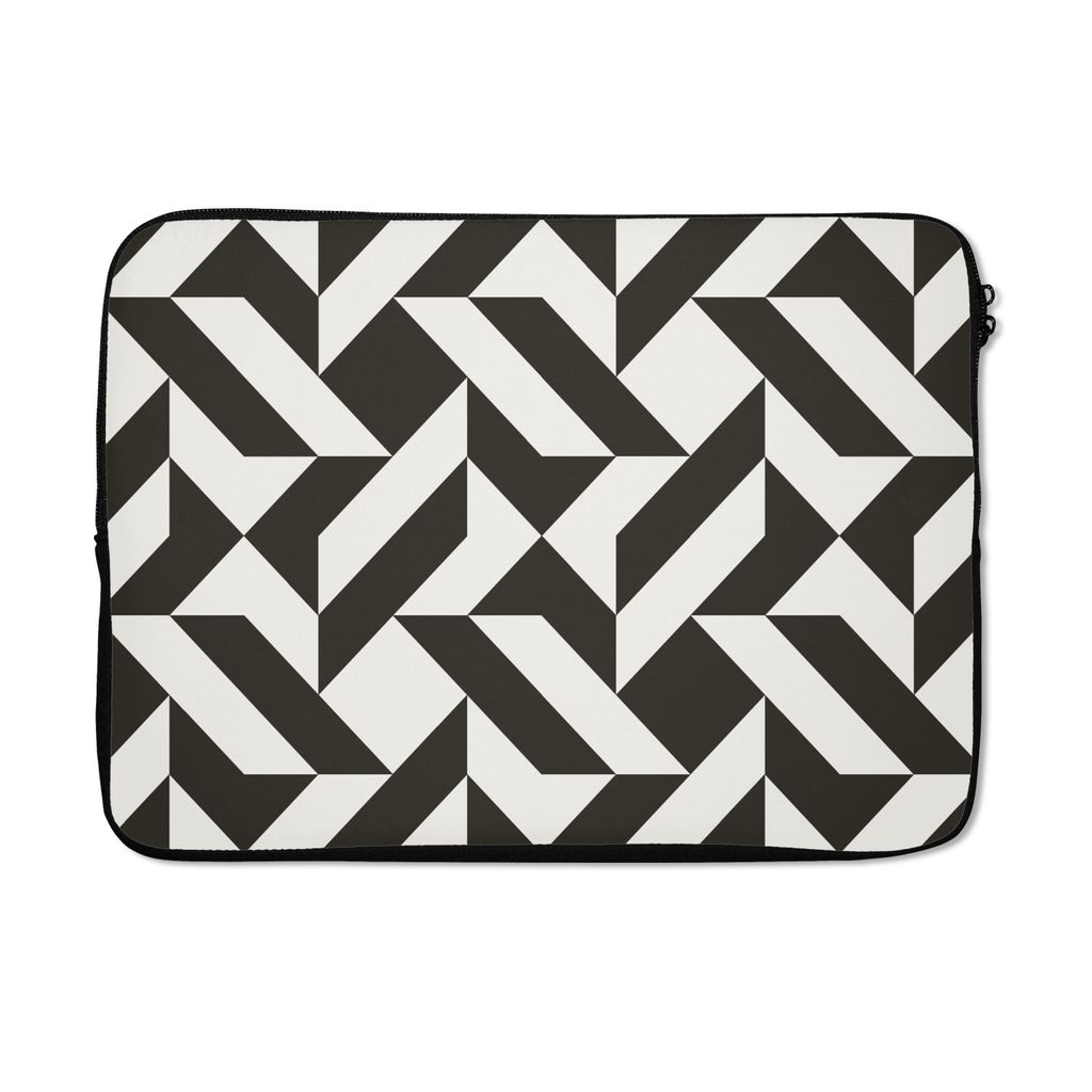MuchoWow Laptop Hülle 14 ZollSchwarz - Weiß - Geometrische Formen - Muster Laptoptasche - Laptoptasche - Stoßsicher - Schutzhaube