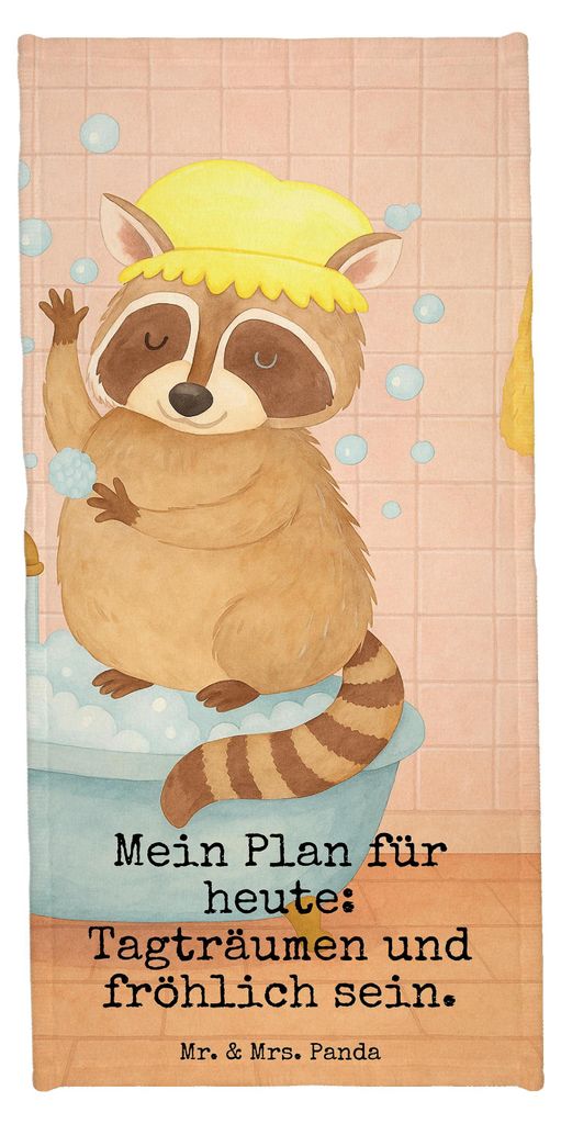Mr. & Mrs. Panda sporthandtuch Waschbär Design - Weiß - Geschenk, Plan, Badhandtuch, Duschtuch, Tagträumen, Seifenblasen, Waschen, Frotteetuch, ...