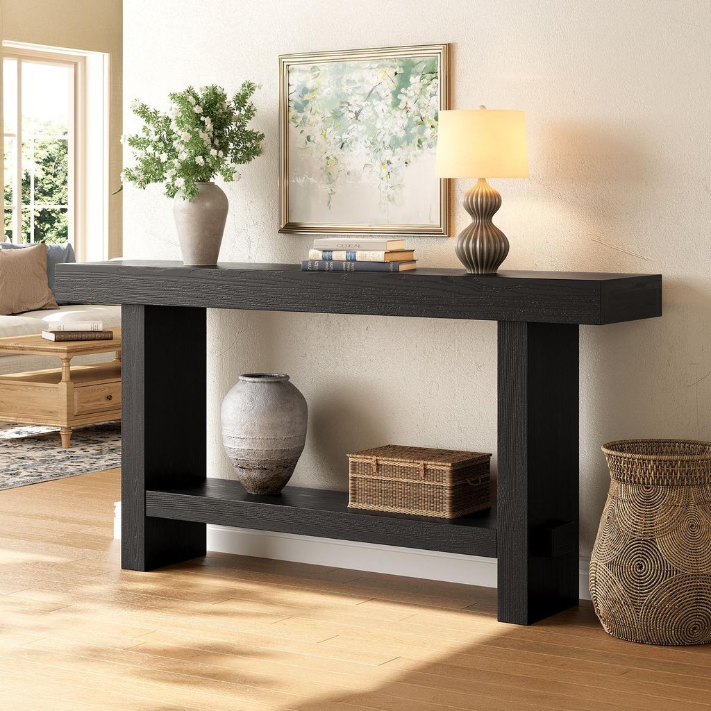 Console tafel van massief hout, 160 cm breed, 2-laags, Productafbeelding 