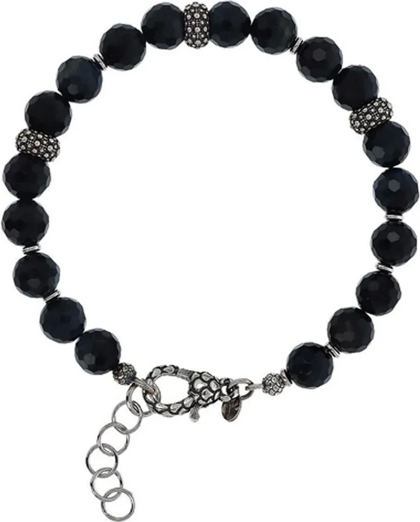 Bracelet Homme Albert M. WSOX00574.S en Argent 925 et Pierres Noires