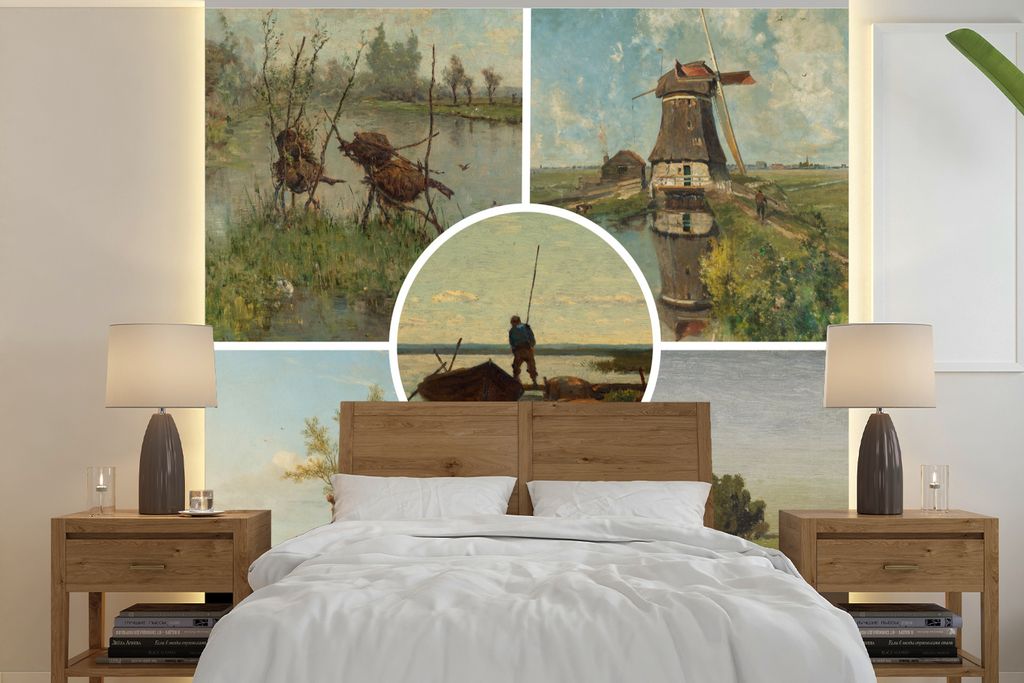 MuchoWow Fototapete für Wohnzimmer oder Schlafzimmer Wandtapete Vinyl Motivtapete Kunst - Niederlande - Collage - 280x280 cm - Hintergrundbild