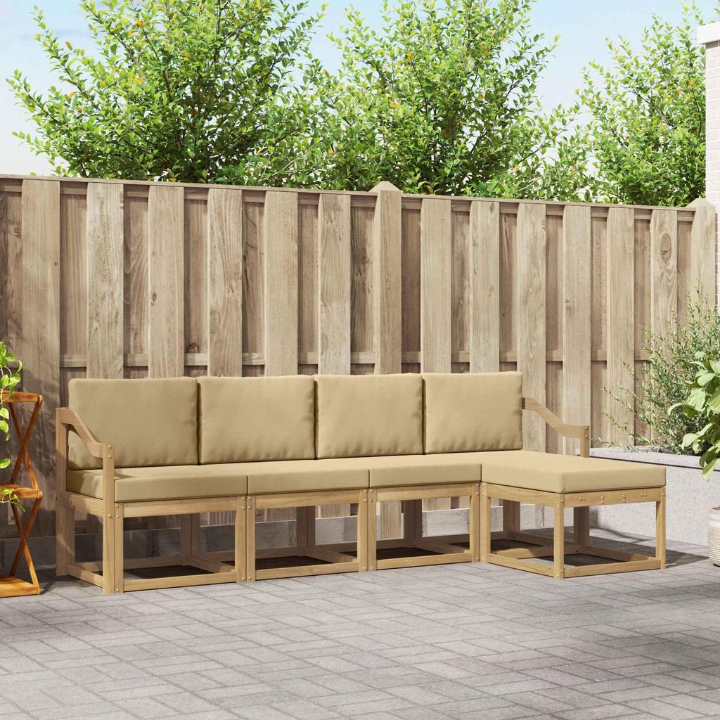 Möbel Outdoor-Sofagarnitur mit Kissen 5 pcs Weiß und BeigeGartensofas - Gartensofas c3065