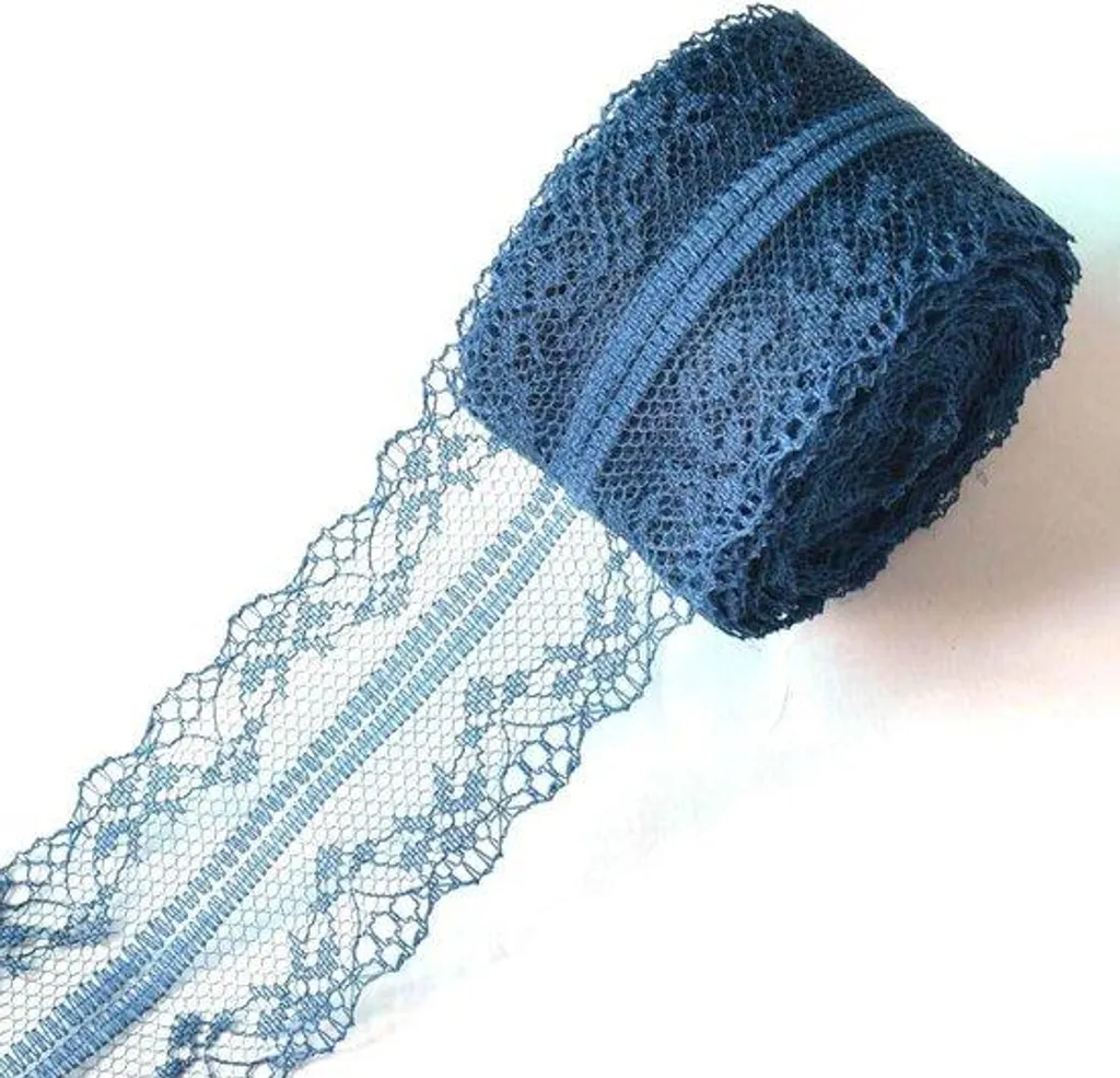 Ruban en dentelle bleu marine 4cm x 10m pour couture et décoration
