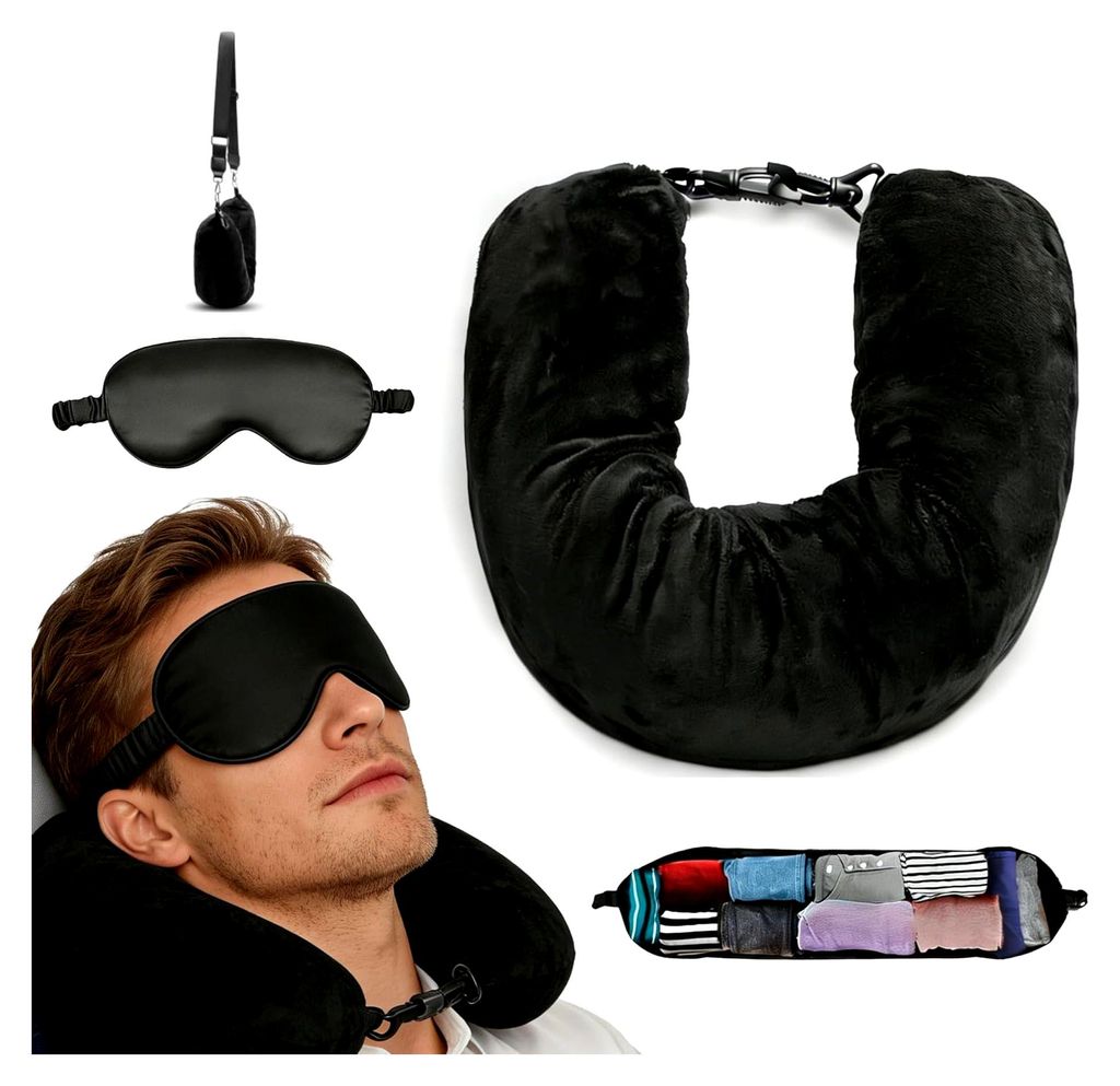 Packbares Reisekissen Neujahr Nackenkissen Flugzeug Stauraum-Tasche zum Füllen mit Kleidung atmungsaktiv und waschbar Nylon-Fleece ohne Füllung H...