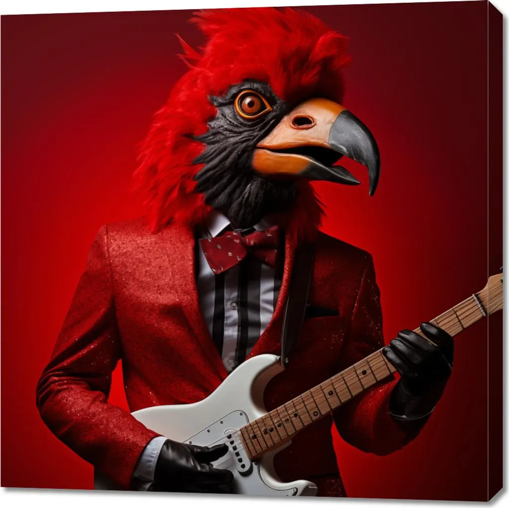 Tableau Salon Animal Rock'n'Roll 90x90 cm - Idée Déco Chambre Ado Rock