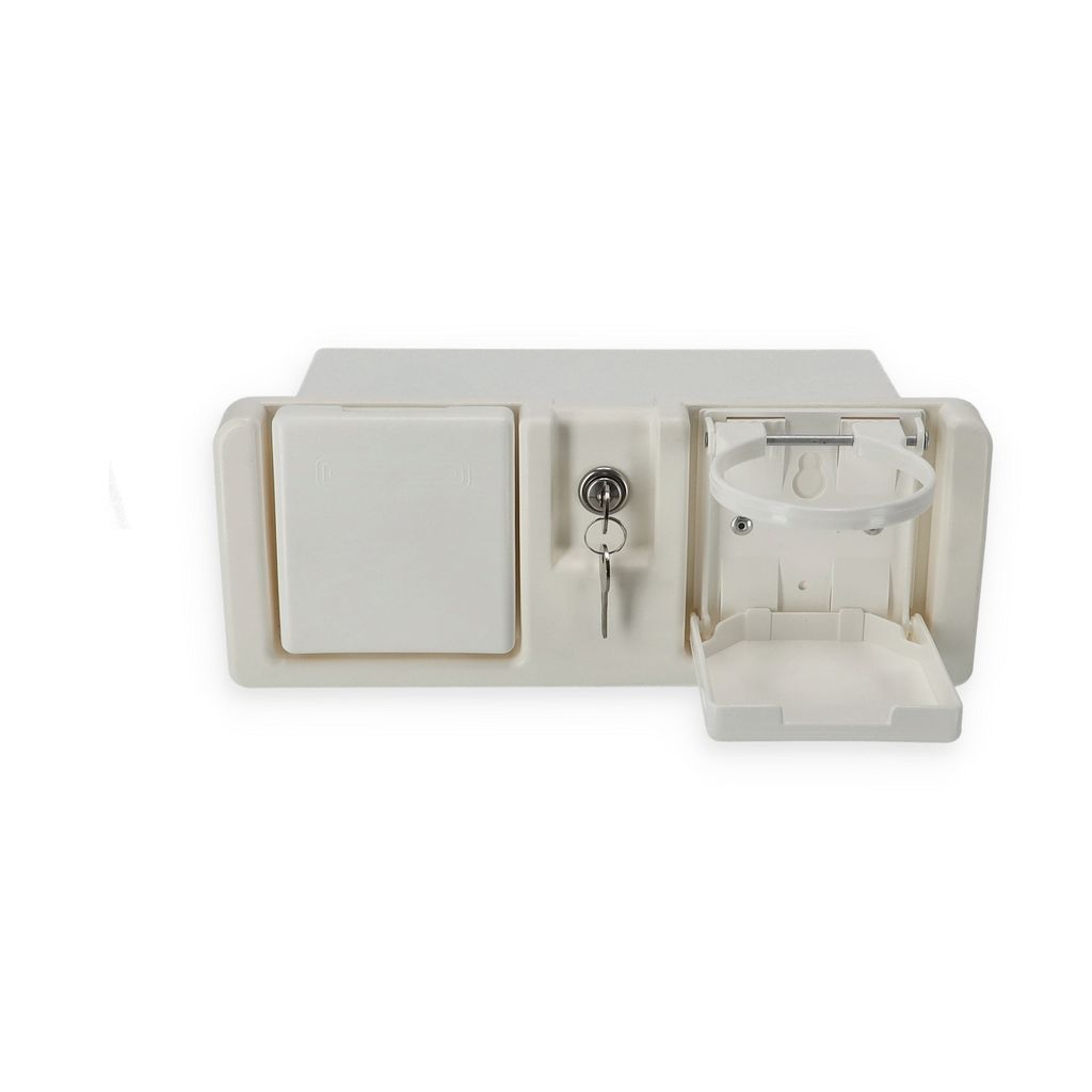 Handschuhfach, 4 l, abschließbar für Boot, 2 verstellbare & klappbare Getränkehalter, weiß