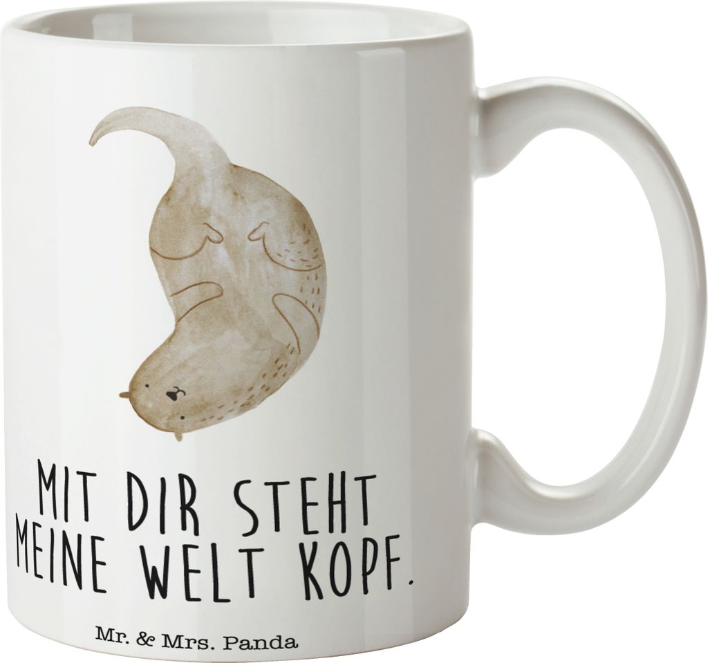 Mr. & Mrs. Panda Kaffeetasse Otter Kopfüber - Weiß - Geschenk, Kaffeebecher, tasse für büro, Verliebt, Niedlich, haferl, Liebe, Teetasse, Verkn...