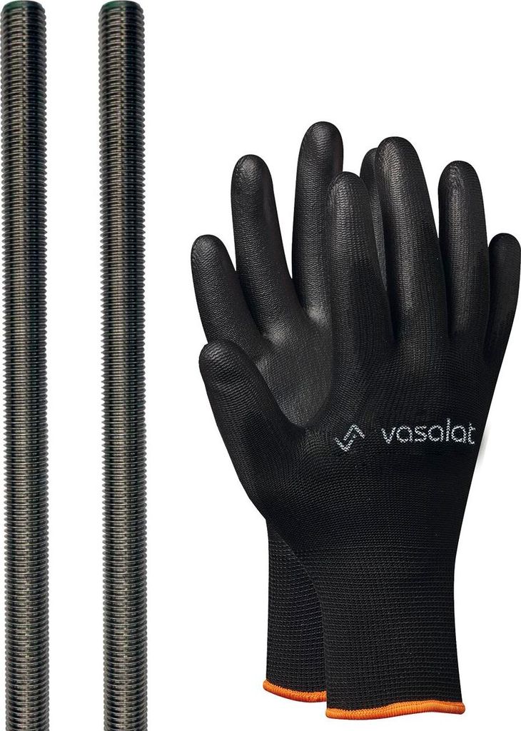 vasalat Gewindestange M14 1000mm Edelstahl A2-70 - Gewindestab mit Außengewinde DIN 976-1 - hochwertige Metallstange mit Gewinde - 2 Stück