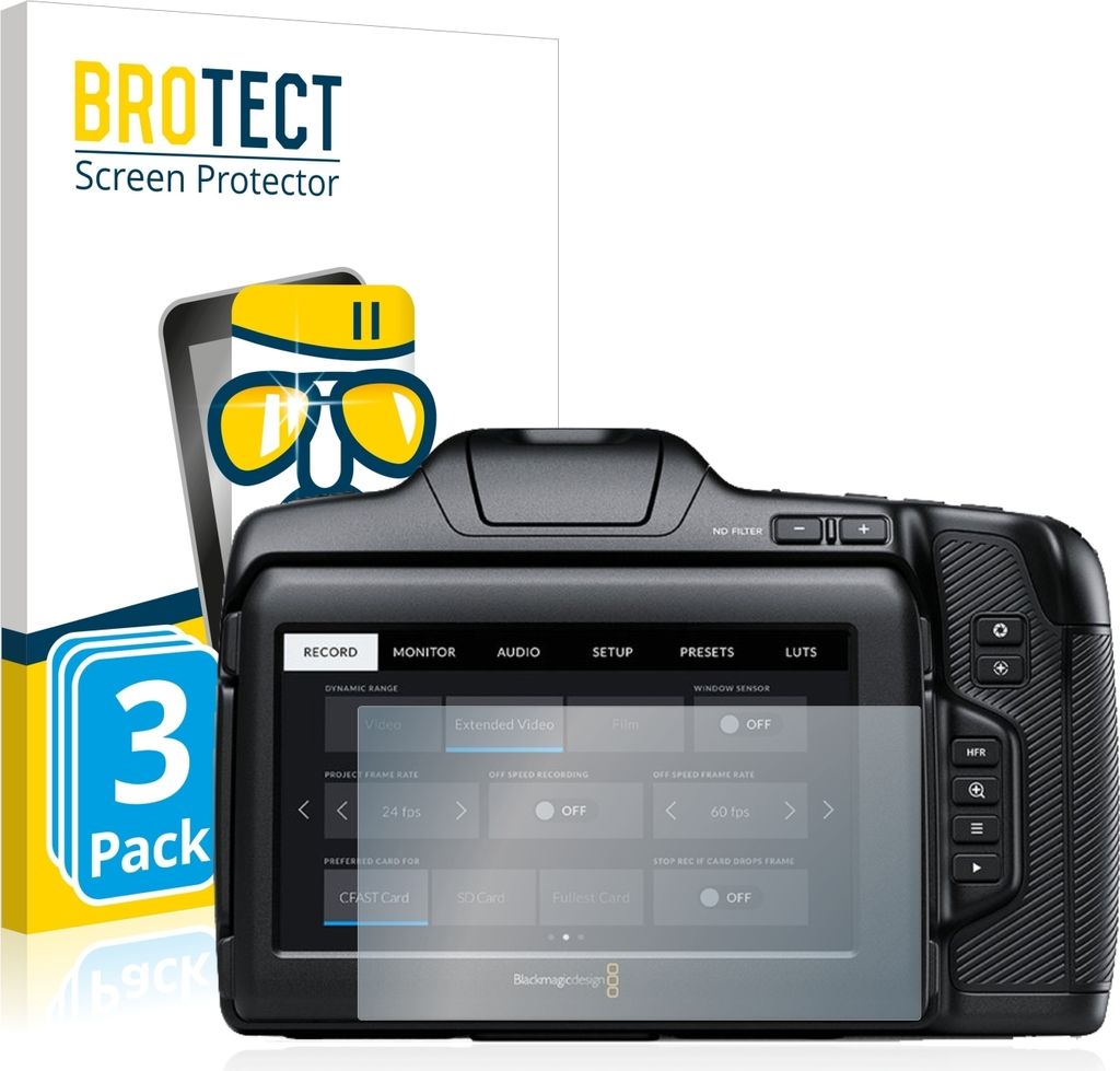 3x BROTECT Schutzglas für Pocket Cinema Camera 6K Pro / G2 Schutzfolie Panzer Folie Glas Display Schutz klar