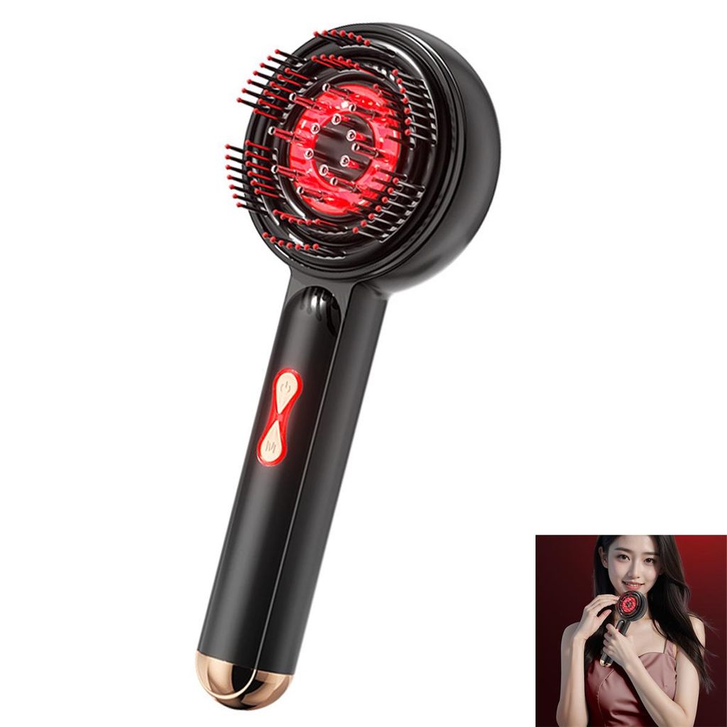 3-in-1 Elektrischer Kopfmassagegeräte, Haarbürste, Kopfhaut Massagebürste, Rotlicht Haarmassagebürste, 3 Modi, Ölspender für Haare, 360° Kne...