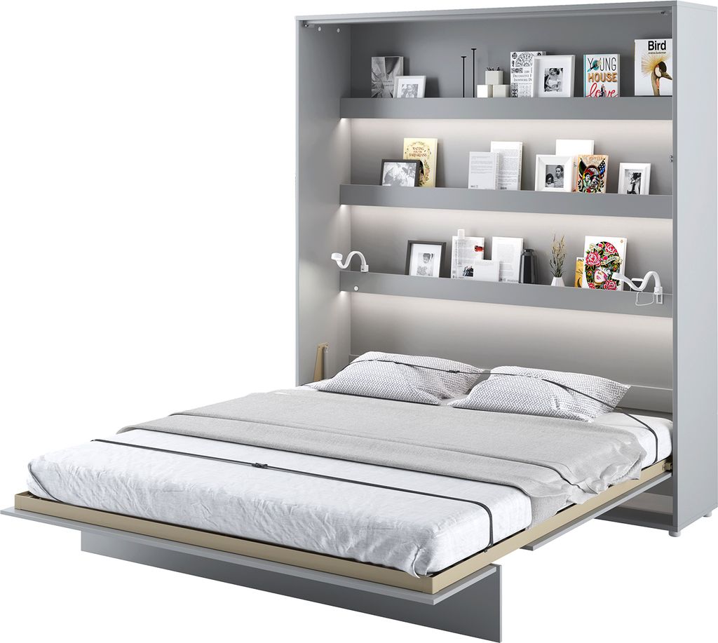 MEBLINI Schrankbett Bed Concept - Wandbett mit Lattenrost - Klappbett mit Schrank - Wandklappbett - Murphy Bed - Bettschrank - BC-13 - 180x200cm Ve...