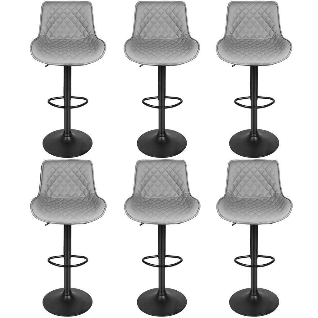 6er Set Barhocker Barstuhl Küchenhocker Drehstühle Tresenstuhl Modern Kunstleder Bar Stühle - Hellgrau