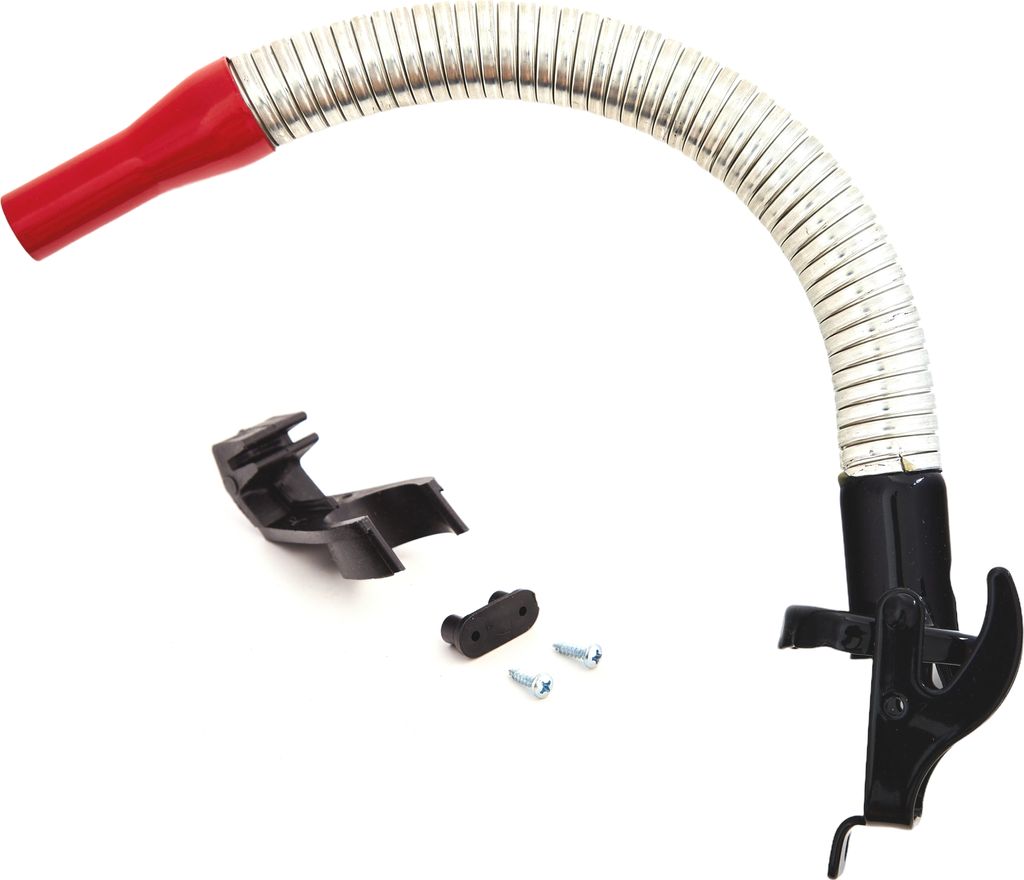 BW Ausgießer flexibel für Metall Benzinkanister 5 / 10 / 20 Liter - 20mm für Benzin mit Halterung für 10/20L Kanister - Rot RAL 3000