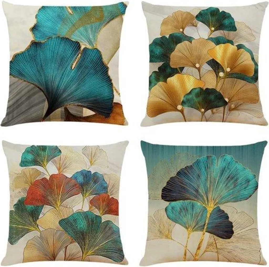 Housses de coussin turquoise et or pour décoration de salon moderne