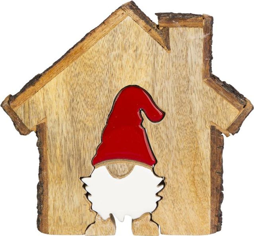 Haus mit Weihnachtsmann - ca. 19,5 x 20 x 2,5 cm