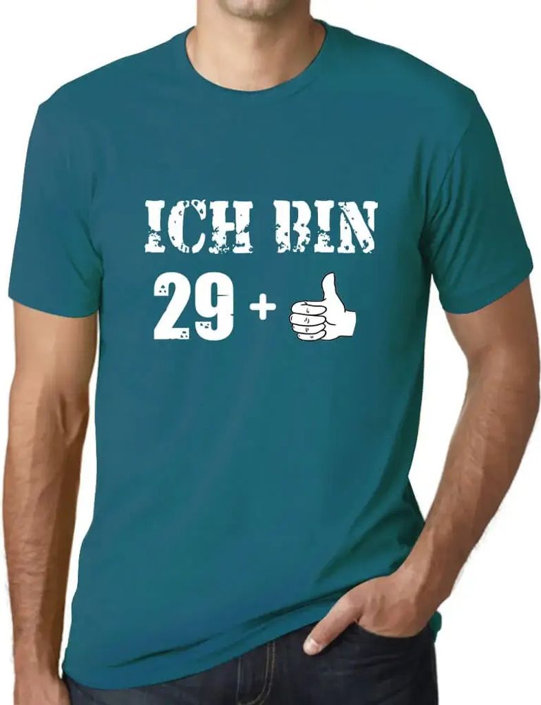 Herren Grafik T-Shirt Ich Bin Plus Thumb Up One Öko-Verantwortlich Vintage Jahrgang Kurzarm Lustige Druck Geburtstag Geschenk Mann