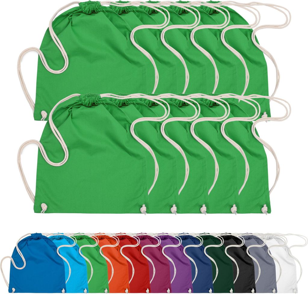 10er PACK Baumwoll Turnbeutel Sportbeutel Zuziehbeutel Sack Produktbild 