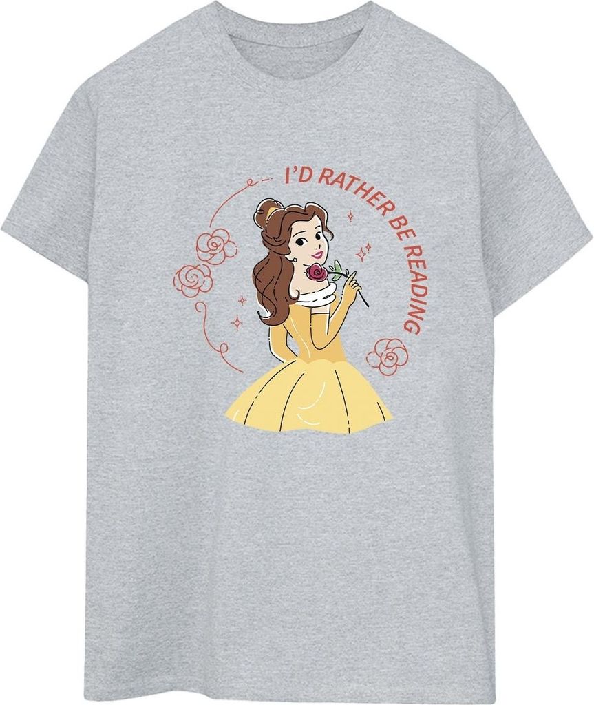 Disney - "Beauty And The Beast I'd Rather Be Reading" T-Shirt für Damen BI14324 (XXL) (Grau)