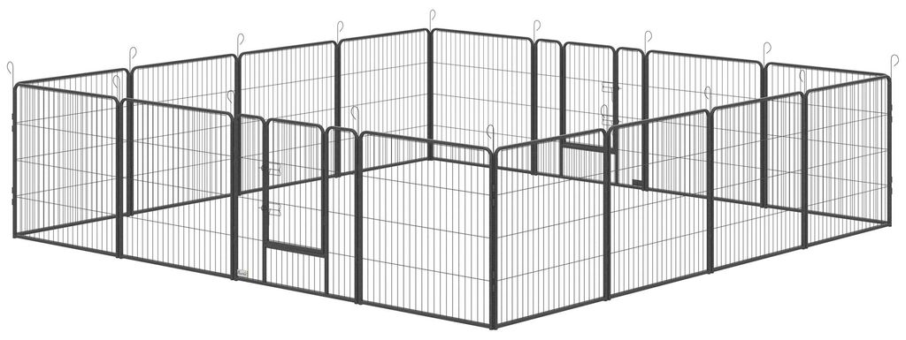 PawHut Puppyren, 16-delig, 80 cm hoog, inklapbare puppyren Productafbeelding 