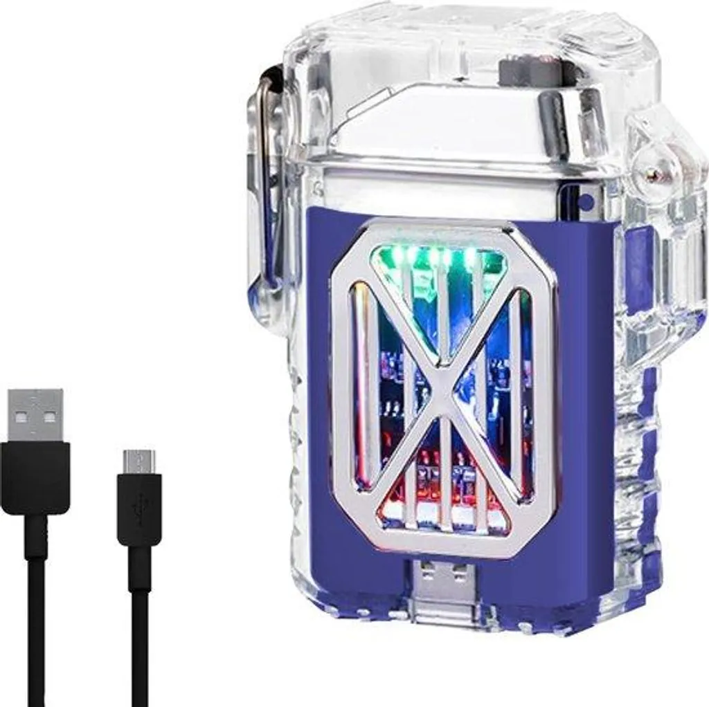 Briquet étanche vent USB-C - Fini les pannes de feu sous la pluie bleu