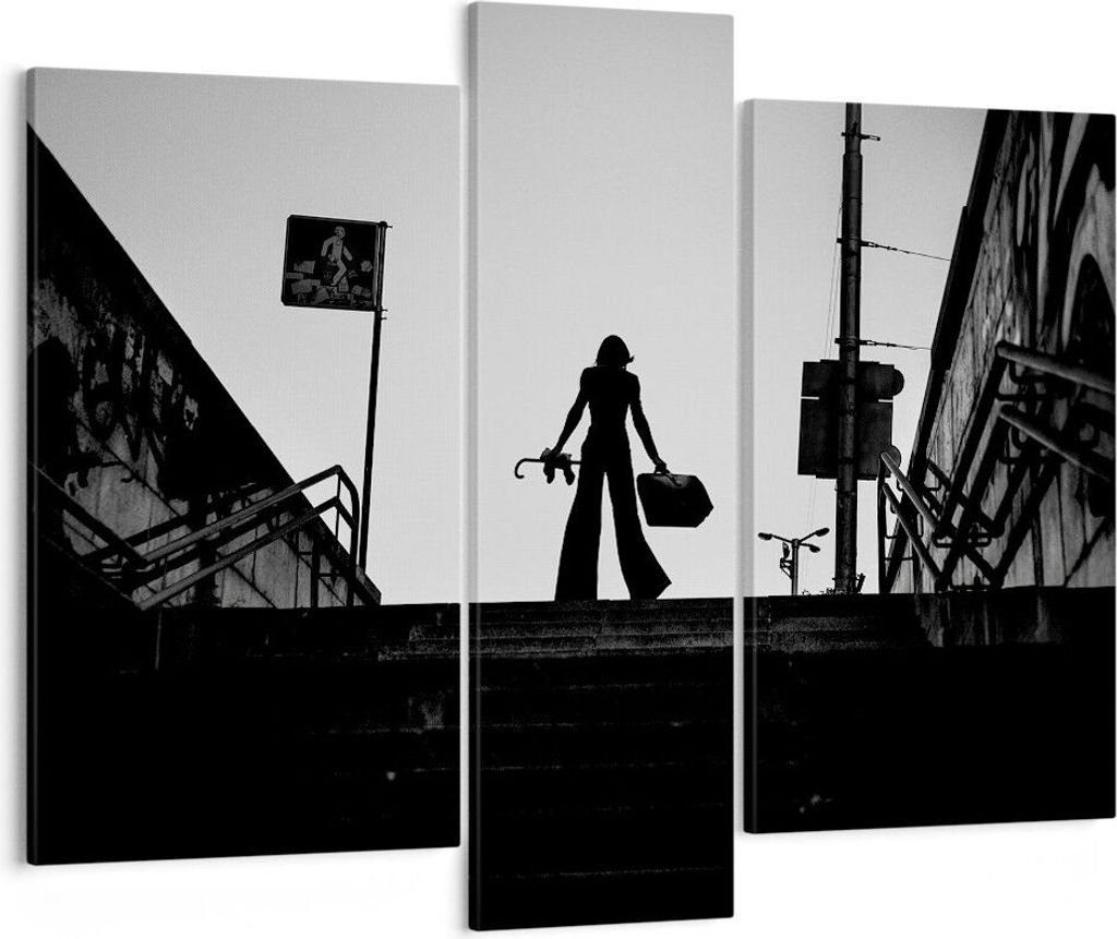 Bild auf Leinwand - Leinwandbild - 3 Teile - Schatten Fotografie Treppen - 95x80cm - Wand Bild - Wanddeko - Wandbilder - Leinwanddruck - Bilder - W...