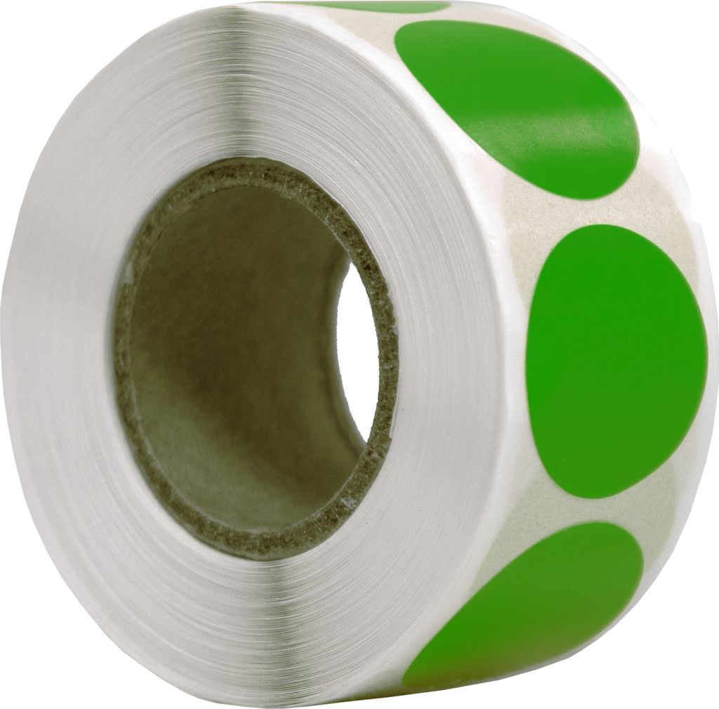 500 Runde Etiketten Grün 20 mm auf Rolle - Siegel - Markierungspunkte - Leere runde Aufkleber - DULA