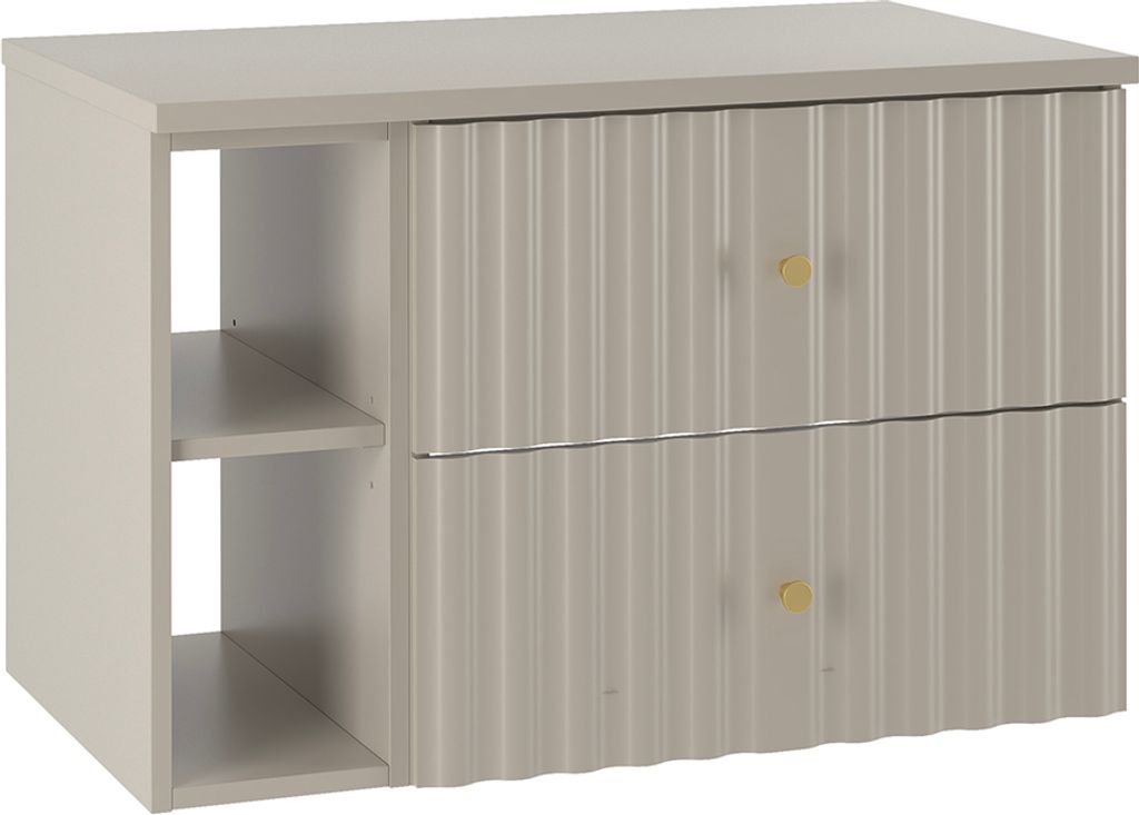 Waschtischunterschrank 80.6cm Izae mit 2 Schubladen, Kaschmir
