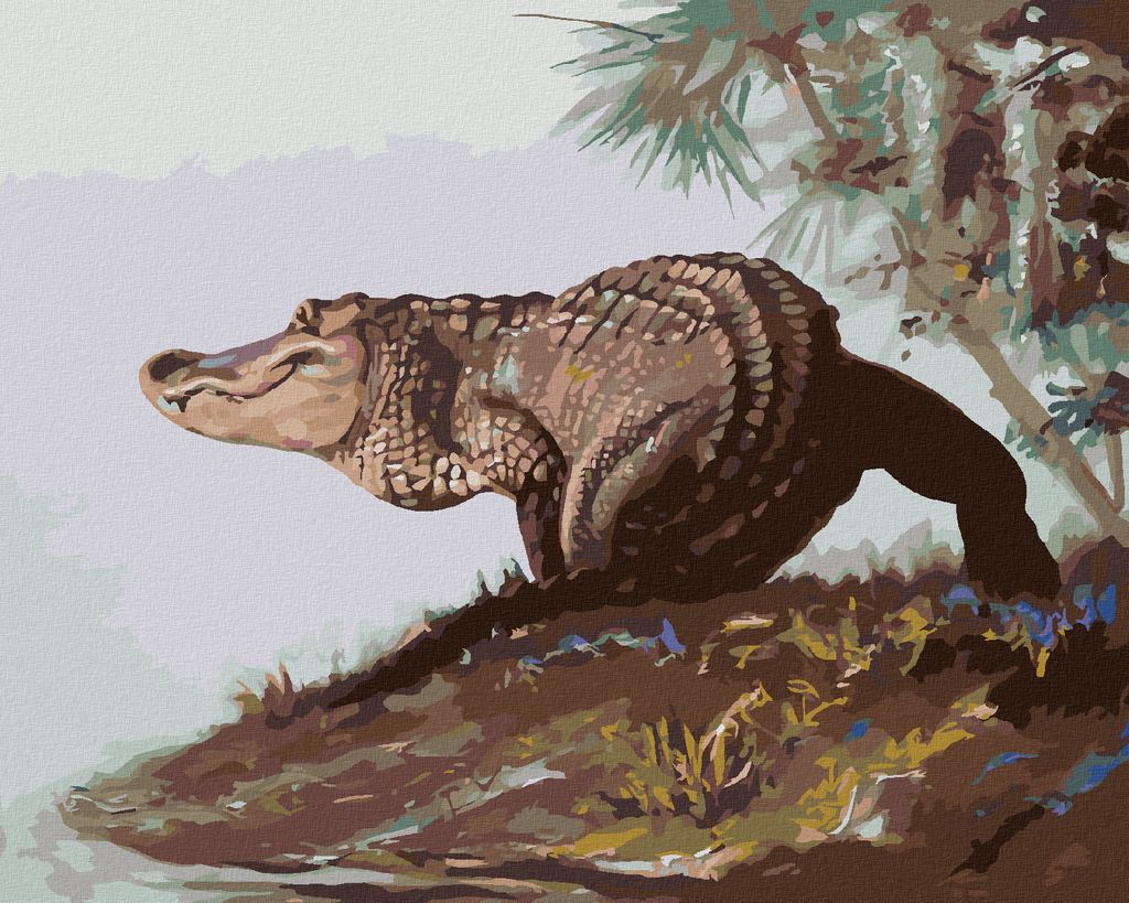 Zuty - Malen nach Zahlen - ALLIGATOR AM UFER (D. RUSTY RUST), 40x50 cm, mit Keilrahmen (bereits gespannt)