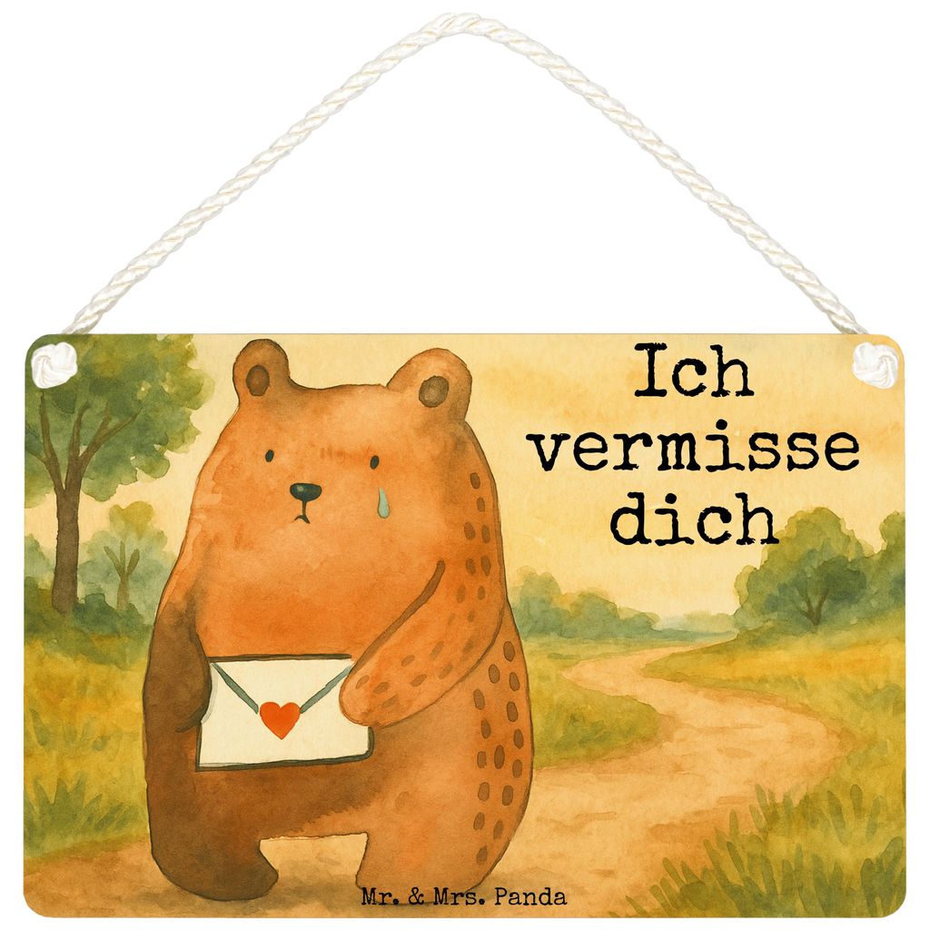 Mr. & Mrs. Panda holzbild Bär Vermissen Design DIN A4 - Weiß - Geschenk, kleine aufmerksamkeit, Liebeskummer, Schild, Freundin, Verreist, Türsch...