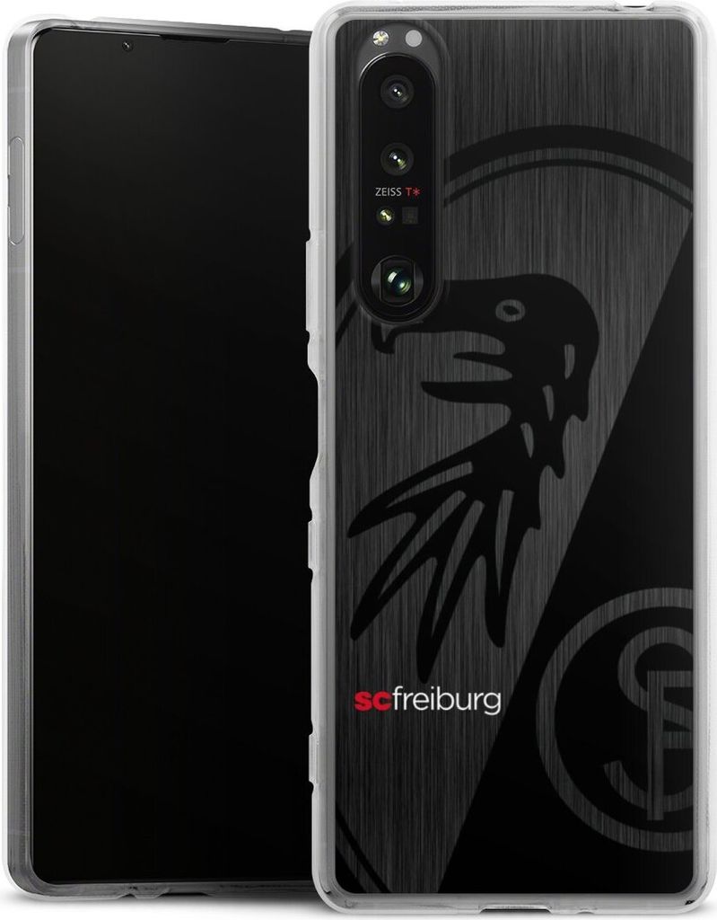 DeinDesign Handyhülle für Sony Xperia 1 III Silikon Hülle Case Smartphone Schutzhülle Metallic Look Offizielles Lizenzprodukt SC Freiburg