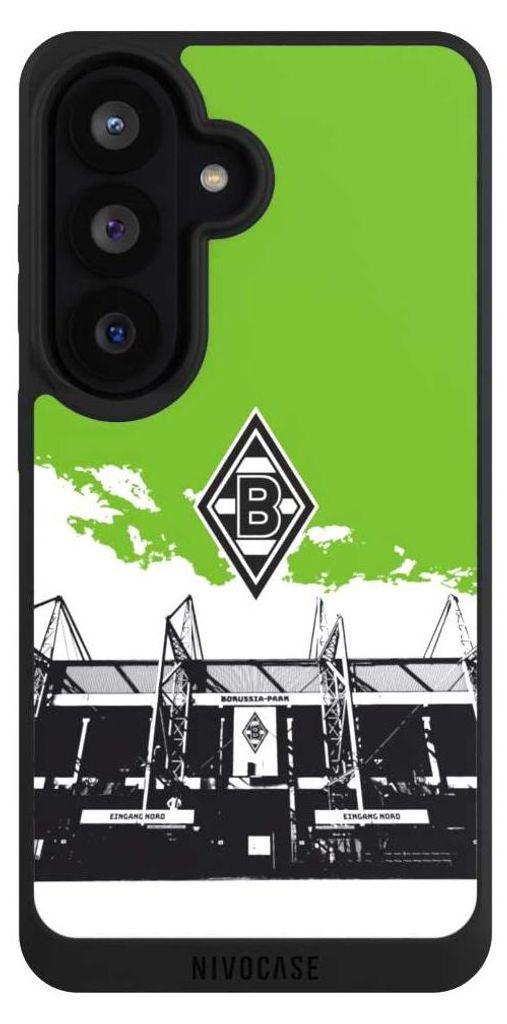 NIVOCASE Handyhülle für Samsung Galaxy S26 Hülle NIVOpure Case Schwarz Borussia Mönchengladbach Fanartikel Stadion