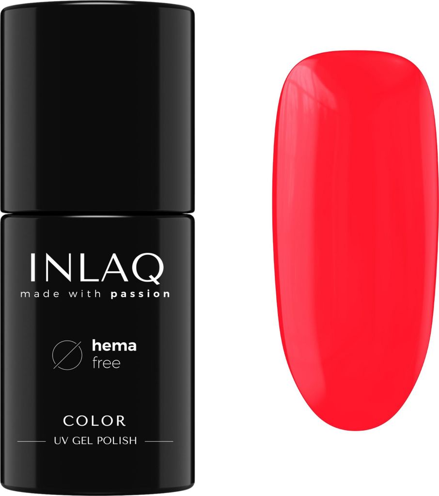 INLAQ HEMA Free UV Nail Polish 6 ml - Gel Nagellack frei von HEMA - Neon Spectrum Kollektion - Farbe Rot