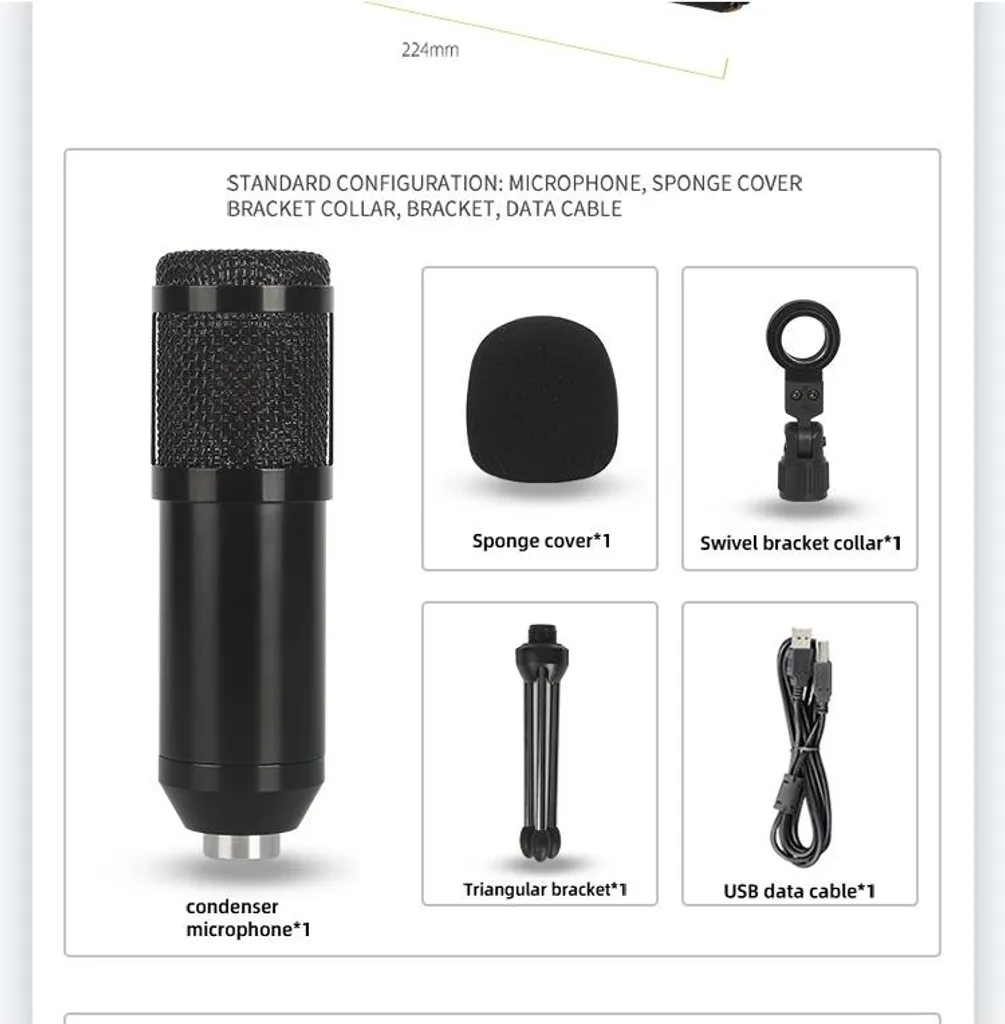 Microphone USB de Bureau pour PC - Micro à Condensateur INF Noir Studio - 4