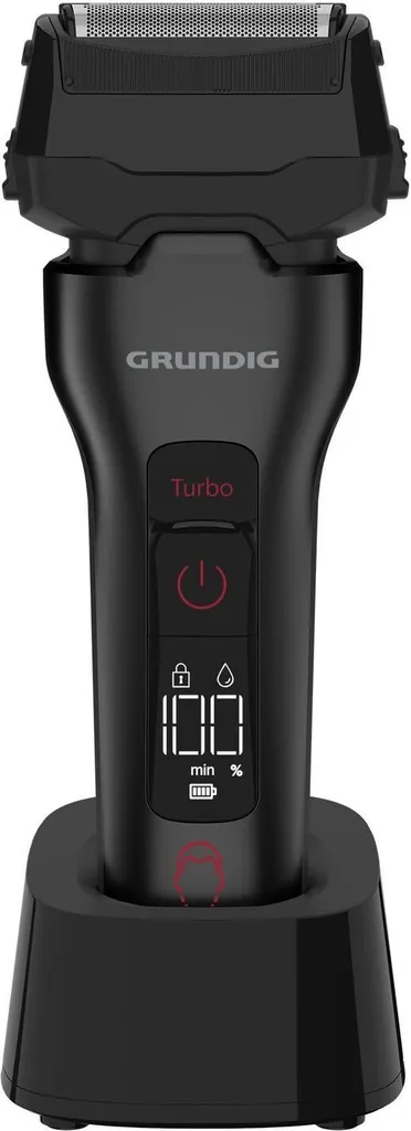 Grundig MS 9330 Rasoio Elettrico a Lamina Nero Rosso Batteria USB