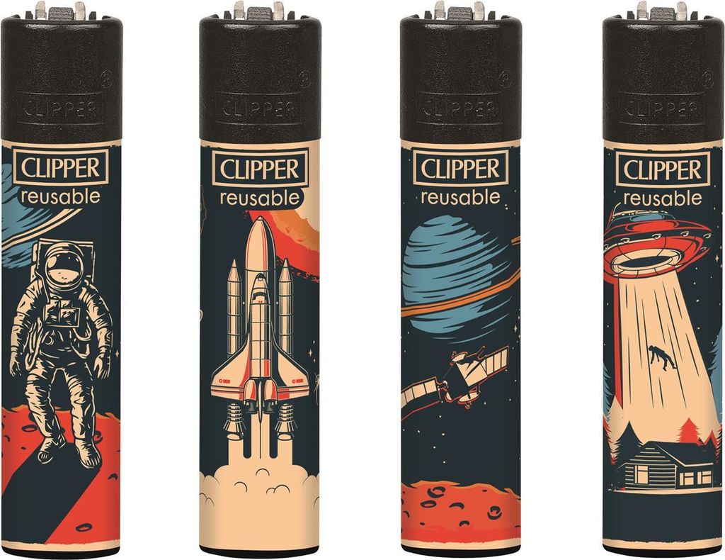 Clipper® Feuerzeuge 4er Set: Space Produktbild 