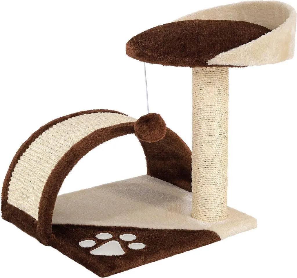 Arbre à chat 43 cm avec balle en peluche et arche de massage - Marron