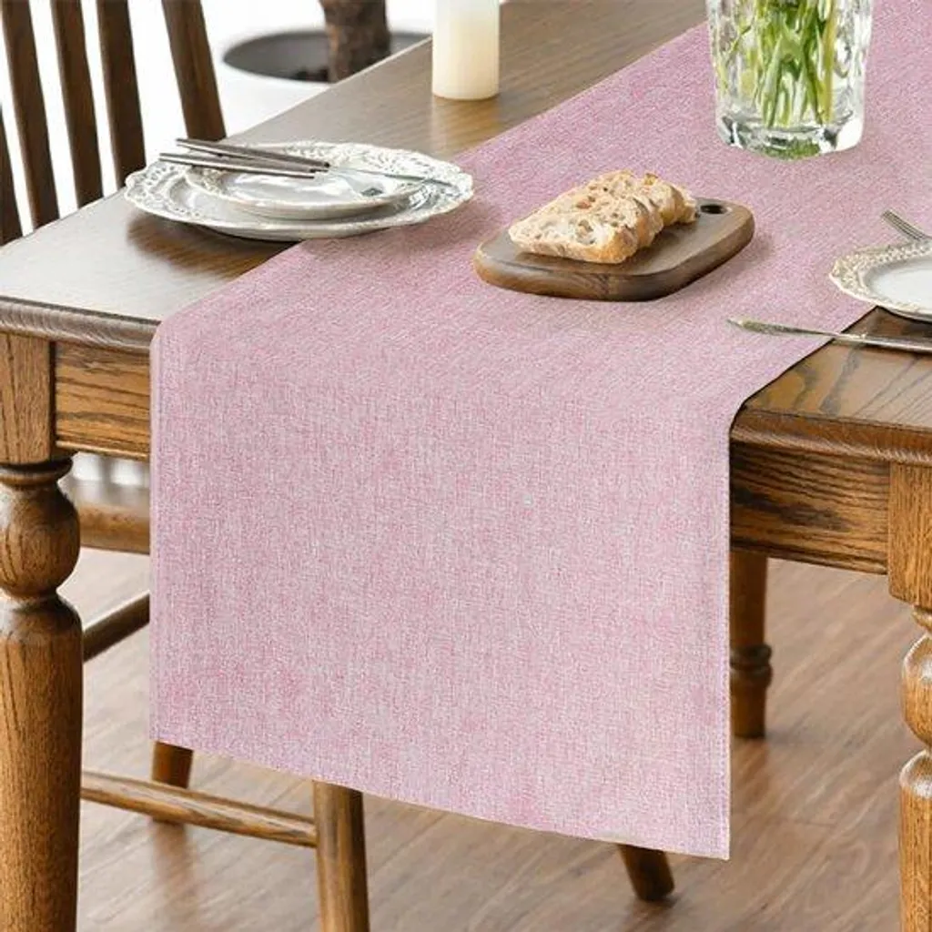 Nappe de fête rose 40x180 cm lavable pour table de salon et buffet
