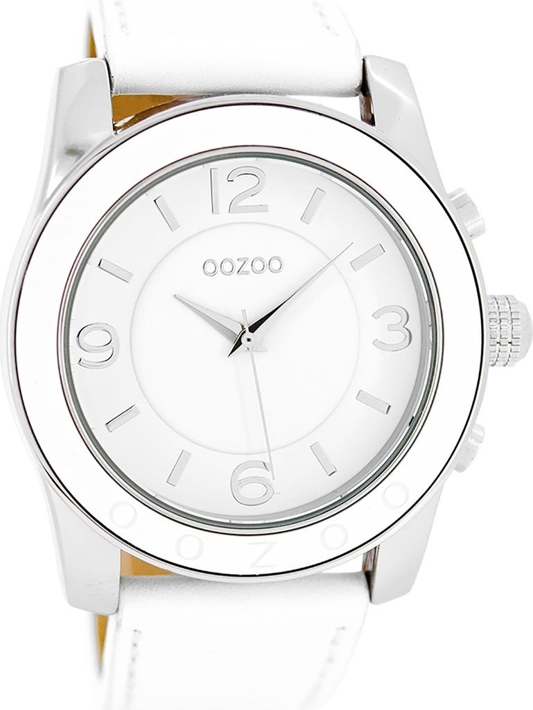 Oozoo Armbanduhr weiß Leder Timepieces Herren Analog-Quarzuhr UOC5387A