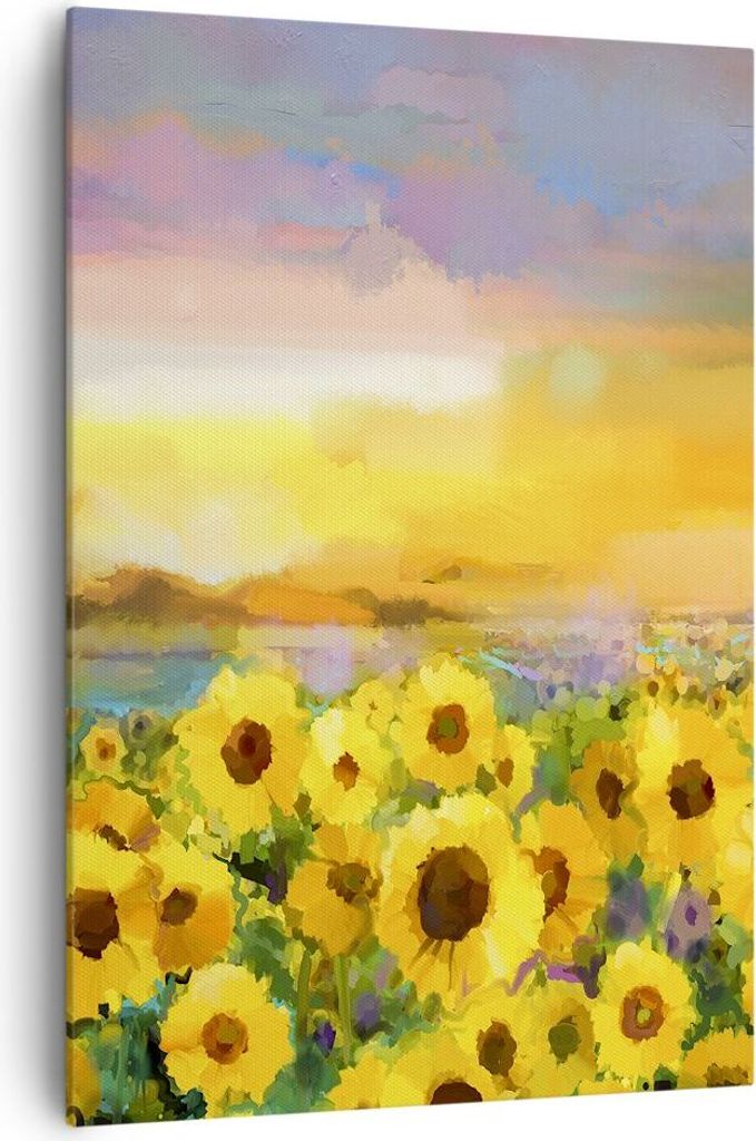 Bild auf Leinwand - Leinwandbild - Einteilig - Sonnenblumen Blume - 70x100cm - Wand Bild - Wanddeko - Wandbilder - Leinwanddruck - Wanddekoration -...