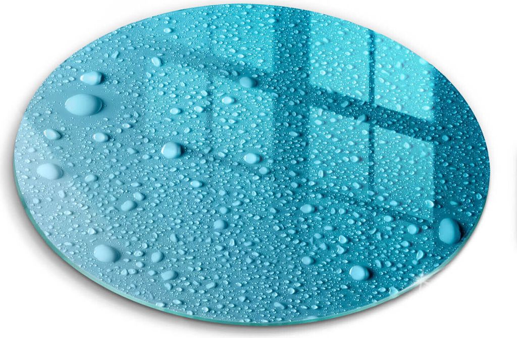 Glasschneideplatte - Herdabdeckplatte - fi40 cm -Schneidebrett - Spritzschutz - Wassertropfen
