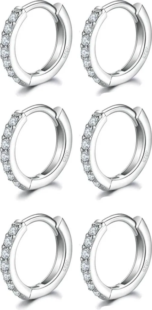 Créoles en Argent 925 Plaquées Or Blanc 14k et Zirconia 10mm - Modèle LUX