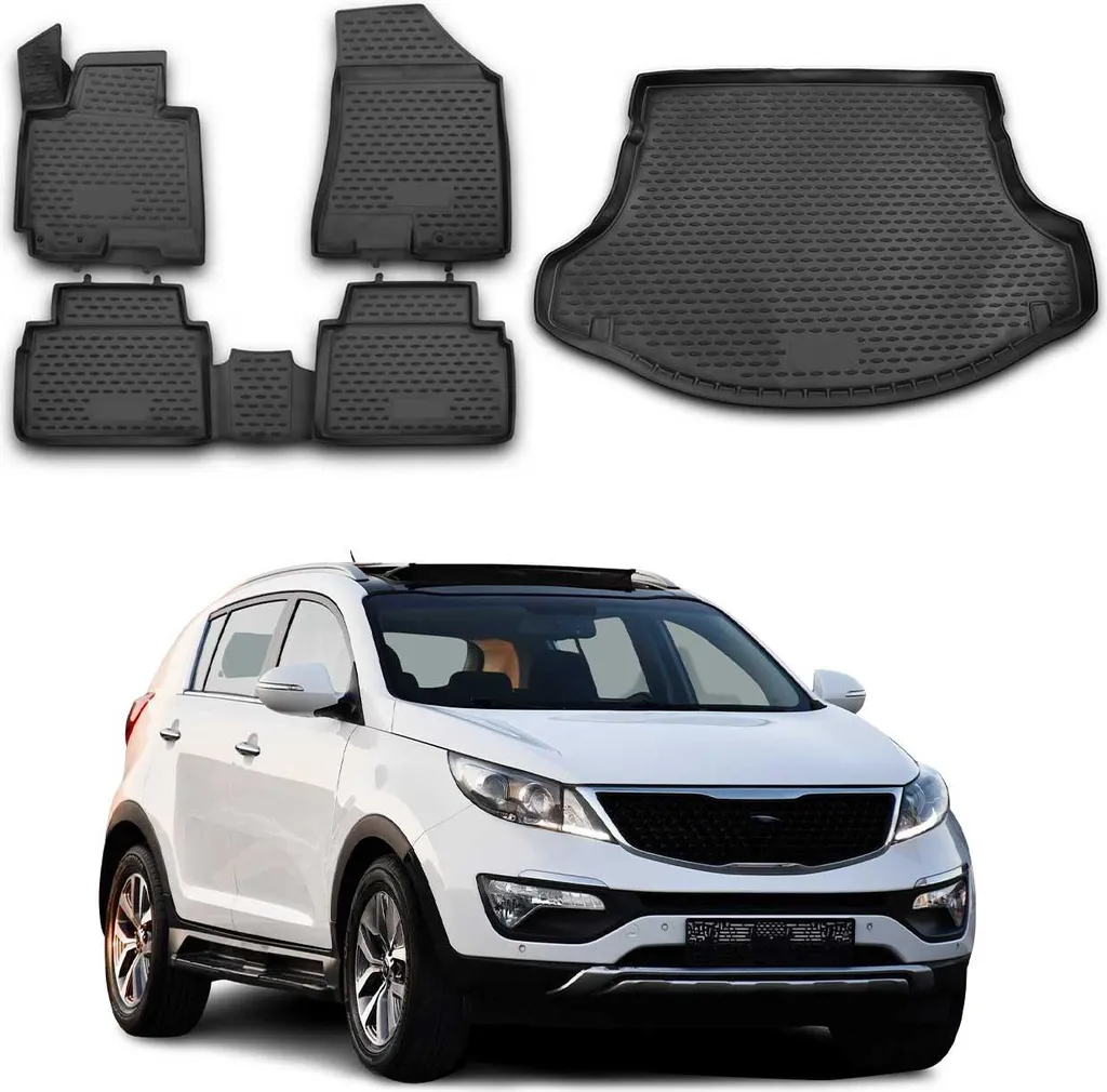 Set Tappetini Gomma TPE Kia Sportage 2010-2015 - Protezione Totale 5 Pezzi