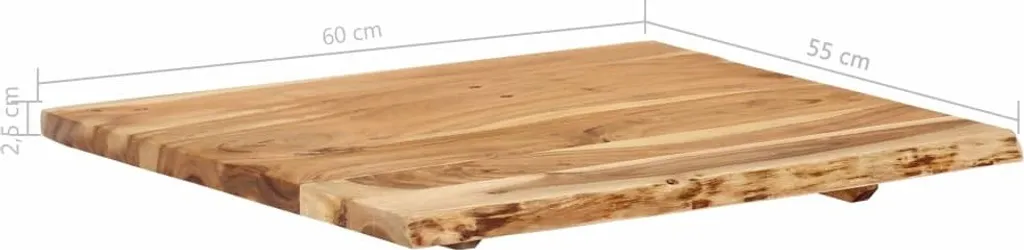 Plateau de lavabo bois acacia massif durable et résistant 58x52x2,5 cm - 11