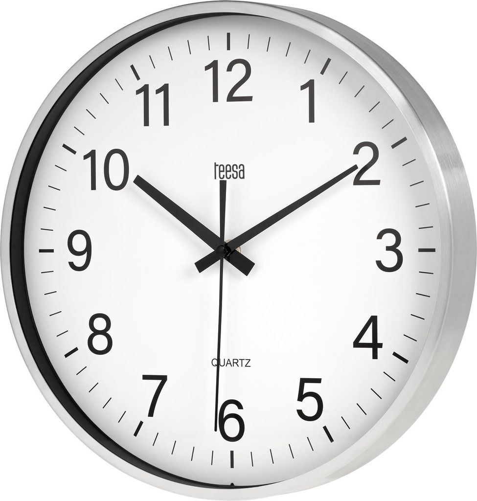 Wandklok, 30 cm, Teesa, zilverkleurig, modern, stille Productafbeelding 