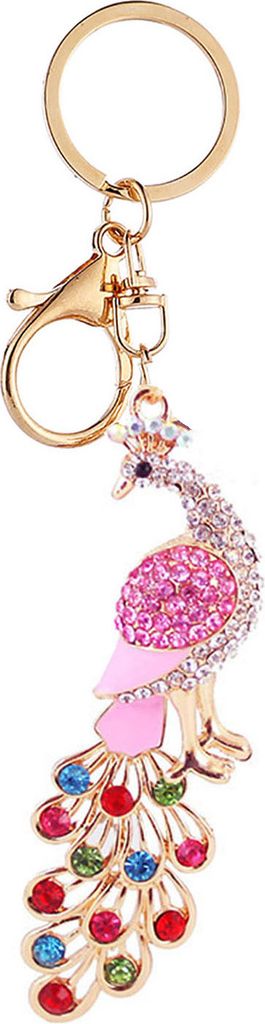 Schlüsselanhänger, glitzerndes dreidimensionales Tiermuster, Dekoration, Pfau, künstlicher Kristall, Strass, Schlüsselanhänger, Taschenzubehö...