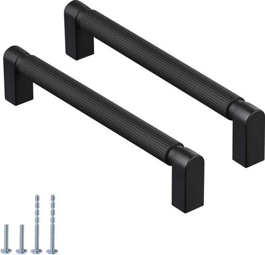 Poignées de meuble design en métal noir mat entraxe 96mm pour cuisine