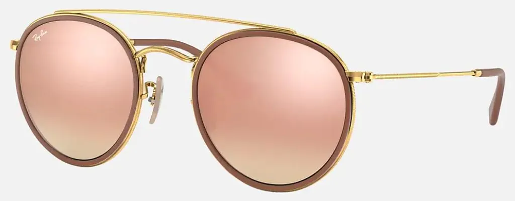 Lunettes de Soleil Ray-Ban RB3647N en Métal Doré et Verres Roses 51mm