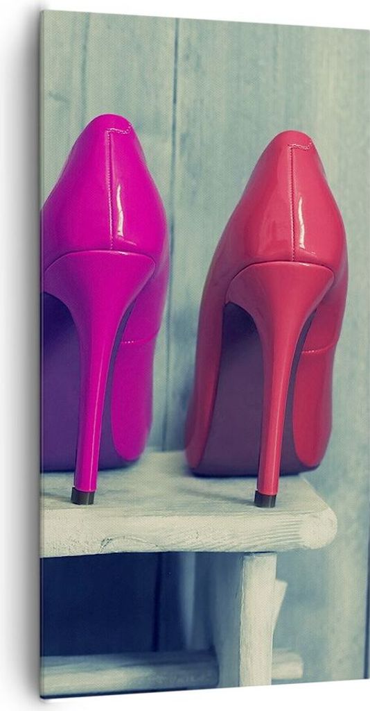 Bild auf Leinwand - Leinwandbild - Schuhe farbig klassisch Mode - 65x120cm - Wand Bild - Wanddeko - Leinwanddruck - Bilder - Kunstdruck - Wanddekor...