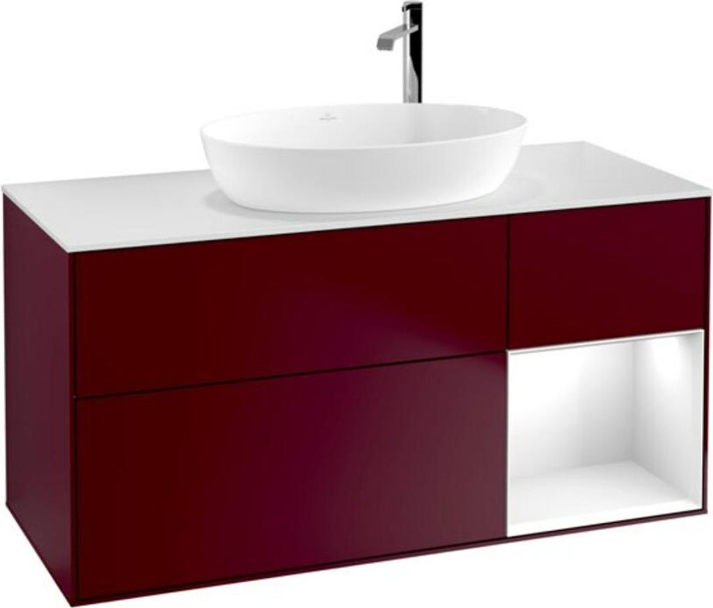 V&B Waschtischunterschrank Finion 120cm, Pl wh. m, Reg glo wh. Lac, Peo m