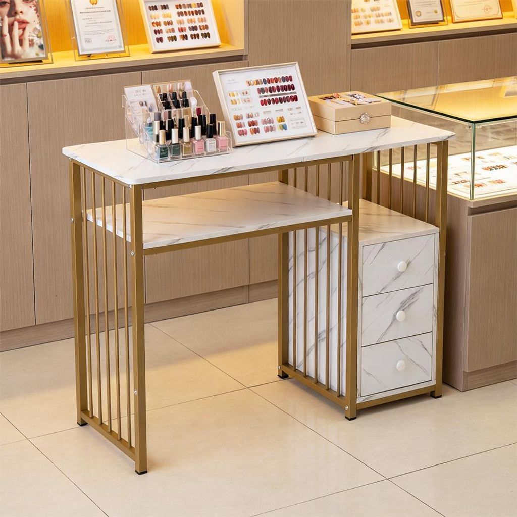 Profi Manikürtisch Nageltisch Nagelrekonstruktion Nagelkunst Tisch mit Schubladen Schreibtisch 110x46x80cm für Nagelstudio Salon
